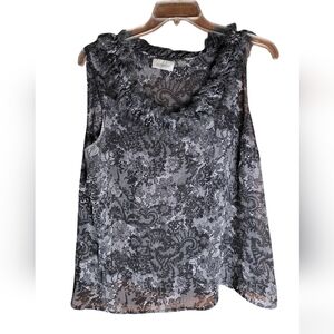 Avenue Black & Gray Lace Print Sleeveless Blouse Size 18/20